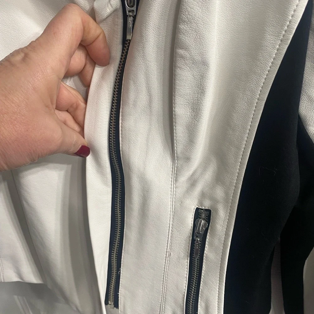 INC International Concepts Black and White Leather Jacket - Picture 4 of 8